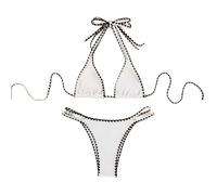 Fryloo Costume da Bagno Donna A Una Spalla Un Pezzo, Stella di Mare Abbellito Monokini con Finitura Nera, Costumi Eleganti per La Spiaggia PisChina Estate