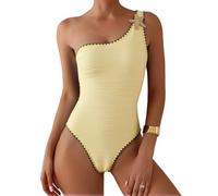 Fryloo Costume da Bagno Donna A Una Spalla Un Pezzo, Stella di Mare Abbellito Monokini con Finitura Nera, Costumi Eleganti per La Spiaggia PisChina Estate