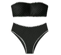 Fryloo Costume da Bagno Donna A Una Spalla Un Pezzo, Stella di Mare Abbellito Monokini con Finitura Nera, Costumi Eleganti per La Spiaggia Piscina Estate-black-1-l