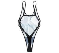 Fryloo Costume da Bagno Intero Sexy Senza Schienale Donna - Monokini con Micro Perizoma Taglio SGAMBATO per Spiaggia, Piscina E Vacanze Estive-b239nero-xs（Vecchio）