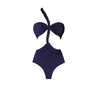 Fryloo Costume Donna 3 Pezzi Bianco da Bagno Una Spalla Intrecciato Taglio Fuori Gonna Maxi Set per La Festa di Spiaggia-swimsuit3-l