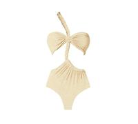 Fryloo Costume Donna 3 Pezzi Bianco da Bagno Una Spalla Intrecciato Taglio Fuori Gonna Maxi Set per La Festa di Spiaggia-swimsuit1-s