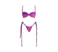 Fryloo Costume Donna 3 Pezzi Bianco da Bagno Una Spalla Intrecciato Taglio Fuori Gonna Maxi Set per La Festa di Spiaggia-bikini2-m