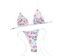 Fryloo Costume Mini Bikini Sexy A Triangolo da Donna - Bagno Micro Perizoma in Due Pezzi per Spiaggia, Piscina, Vacanze Estive-04-wh1-l
