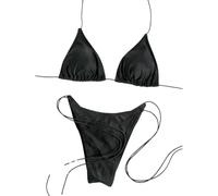Fryloo Costume Mini Bikini Sexy A Triangolo da Donna - Bagno Micro Perizoma in Due Pezzi per Spiaggia, Piscina, Vacanze Estive-bk1-s