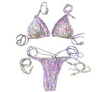 Fryloo Costume Mini Bikini Sexy A Triangolo da Donna - Bagno Micro Perizoma in Due Pezzi per Spiaggia, Piscina, Vacanze Estive-01-vt1-s