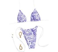 Fryloo Costume Mini Bikini Sexy A Triangolo da Donna - Bagno Micro Perizoma in Due Pezzi per Spiaggia, Piscina, Vacanze Estive-vt2-s