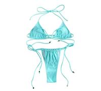 Fryloo Costume Mini Bikini Sexy A Triangolo da Donna - Bagno Micro Perizoma in Due Pezzi per Spiaggia, Piscina, Vacanze Estive-11-bu1-m