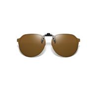 Fryloo Occhiali da Sole Polarized Flip-up Sunglasses for Unisex - Big Size Uv400 Night Vision Driving Fishing Clip-on Eyewear-Brown-One