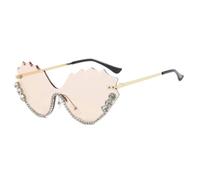 Fryloo Occhiali da Sole Senza Bordo Cuore Donne Uv400, Strass Decorazione Sfumature per Il Viaggio