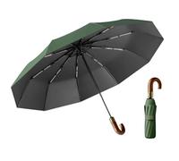 Fryloo Ombrello Pieghevole Automatico Compatto Antivento, Protezione UV Upf50+, da Viaggio Portatile con Manico Curvo per Sole E Pioggia-verde-ferro-10k