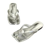 Fryloo pantofole Flip Flops Per Le Donne, Split Toe Soft Sole Summer Beach Scarpe Comode Leggere Antiscivolo Al Coperto All'aperto Casual Vacanze-silver-38