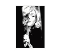 FrySky Poster su tela con Marilyn Monroe e il gatto, decorazione per camera da letto, per ufficio, camera da letto, regalo, senza cornice, 30 x 45 cm
