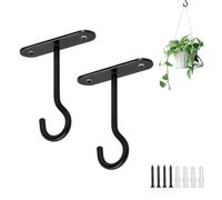 FRYSKYO 2 Ganci Da Soffitto Per Piante Sospese, Ganci Decorativi Per Interni Ed Esterni Con Vite, Ganci Da Parete for Fioriere, Lanterne, Mangiatoie for Uccelli, Campanelli Eolici(Black,4inch)