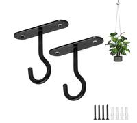 FRYSKYO 2 Ganci Da Soffitto Per Piante Sospese, Ganci Decorativi Per Interni Ed Esterni Con Vite, Ganci Da Parete for Fioriere, Lanterne, Mangiatoie for Uccelli, Campanelli Eolici(Black,2.5inch)