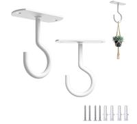 FRYSKYO 2 Ganci Da Soffitto Per Piante Sospese, Ganci Decorativi Per Interni Ed Esterni Con Vite, Ganci Da Parete for Fioriere, Lanterne, Mangiatoie for Uccelli, Campanelli Eolici(White,2.5inch)
