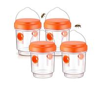 FRYSKYO Trappole for Vespe da Appendere All'aperto, Trappola Vespe, Acchiappa Api, Trappola for Mosche, A Tenuta Stagna, Riutilizzabile Facile da Pulire, for Cortile Esterno Giardino, 4 Pezzi(Orange)