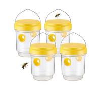 FRYSKYO Trappole for Vespe da Appendere All'aperto, Trappola Vespe, Acchiappa Api, Trappola for Mosche, A Tenuta Stagna, Riutilizzabile Facile da Pulire, for Cortile Esterno Giardino, 4 Pezzi(Yellow)