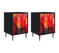 fsahslih HEESCH - Set di 2 comodini, effetto rovere, 36 x 33 x 51 cm | Tavolini compatti per camera da letto con molto spazio dietro la porta e piedini rialzati per una migliore ventilazione.