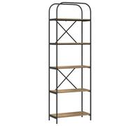 fsahslih Libreria a 5 scomparti, in rovere Artisan, 60 x 30 x 183 cm | Scaffale compatto per camera da letto e ufficio con gambe in acciaio robuste e cinque ampi ripiani.