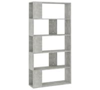 fsahslih Libreria divisoria grigio cemento 80 x 24 x 159 cm | Scaffale versatile con 5 scomparti aperti per soggiorno e corridoio, in legno con moderno effetto cemento.