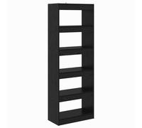 fsahslih Libreria divisoria nera effetto rovere, 60 x 30 x 166 cm | Cinque scomparti aperti offrono spazio flessibile per la decorazione e l'organizzazione del soggiorno o del corridoio con una