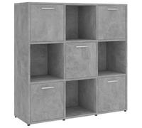 fsahslih Libreria grigio cemento, 90 x 30 x 90 cm, con 9 scomparti | Armadio compatto a cubo per soggiorno e ufficio con 5 ante per tenere in ordine al riparo dalla polvere.