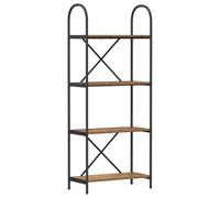 fsahslih Scaffale in legno anticato, 60 x 30 x 146 cm, 4 ripiani | Meraviglioso salvaspazio per soggiorno, ufficio e camera da letto, con robusto telaio in acciaio nero e ripiani facili da