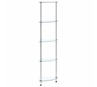 fsahslih Scaffale in vetro temprato con 5 ripiani, 30 x 30 x 130 cm, in | Scaffale angolare sottile per soggiorno, bagno e ufficio. Offre spazio chiaro su cinque ripiani per piante e foto.