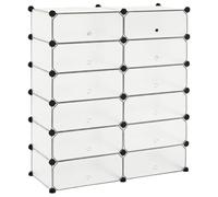 fsahslih Scarpiera con 12 scomparti e ante in plastica bianca, 92 x 37 x 105 cm