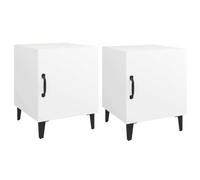 fsahslih Set di 2 comodini bianchi, 40 x 40 x 50 cm, con anta | Elegante comodino per camera da letto con anta per riporre libri e accessori in modo ordinato.