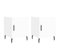 fsahslih Set di 2 comodini bianchi, 40 x 40 x 50 cm, in legno | Consolle da notte moderne per camera da letto e soggiorno con pratico vano dietro la porta e robuste gambe in metallo.