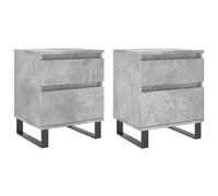 fsahslih Set di 2 comodini grigio cemento, 40 x 35 x 50 cm, in legno | Consolle da notte moderna con cassetto e vano porta per la camera da letto. Le robuste gambe in metallo offrono una presa