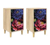 fsahslih Set di 2 comodini Kiel in rovere Sonoma, 36 x 33 x 60 cm | Tavolini compatti per camera da letto con molto spazio, scomparti e piedini rialzati per un utilizzo ottimale dello spazio.