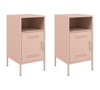 fsahslih Set di 2 comodini rosa, 36 x 39 x 68 cm, in metallo | Robusto comodino in acciaio per camera da letto e soggiorno, con piedini regolabili e 2 vani dietro la porta.