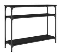 fsahslih Tavolo consolle nero, 100 x 29 x 75 cm, stile industriale | Tavolino da divano sottile per soggiorno e ingresso con protezioni per pavimenti regolabili e robusto telaio in metallo.