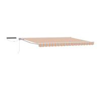fsahslih Tenda da sole con braccio articolato, 4,5 x 3,5 m, con telecomando e manovella, tenda a semicassetta in alluminio, per giardino e terrazza, a righe, blu, arancione, bianco