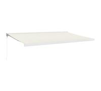 fsahslih Tenda da sole retrattile da 5 x 3 m, color crema, con braccio articolato, per terrazza e balcone, tenda da parete con robusto telaio in alluminio e tessuto in poliestere, ombra per il