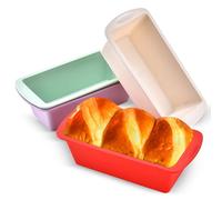 Fsaklaskdy 4 Pezzi Stampo Plumcake, Small Mini Silicone Tortiera Rettangolare, 19.5 × 9.5 × 5.5cm Antiaderente Stampi per Dolci, Stampo Plumcake Piccoli per Fare il Pane e Plumcake Forno e Microonde