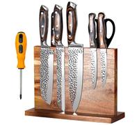 Fsaklaskdy Ceppo Coltelli da Cucina, Ceppo Portacoltelli Doppio Lato Magnetico, Porta Coltelli Magnetico, Supporto Universale in Legno di Acacia, Portacoltelli Bifacciale Salvaspazio, Display Cutlery