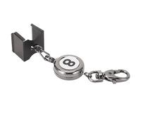 FSAKLPXOV Billiard Chalk Holder Black Automatic Telescoping 48cm Pool Cue Chalk Case, Retractable Rope with Key Ring, Durable Zinc Alloy & SUS Material for Billiards Players And Enthusiasts