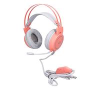 FSAKLPXOV Cuffie da gioco cablate con microfono, cuffie da gioco per PC, comode cuffie RGB con audio stereo surround, microfono regolabile omnidirezionale per hardware di gioco per (Rosa)
