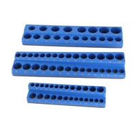 FSAKLPXOV Set di 3 pezzi di organizer magnetico per socket, vassoio di stoccaggio per socket a presa da 1/4", 3/8" e 1/2", potente supporto magnetico per socket con base in gomma (Metrica 16 cm)