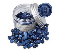 fsalisa 200 perline sigillanti in cera ottagonali per sigillare timbri a cera, perfette per biglietti di Natale, buste, inviti di nozze, confezioni di vino, sigillatura lettere (blu marino)