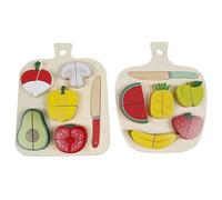 FSC - Set da taglio giocattolo in legno, 12 pezzi, verde educativo