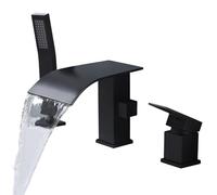 FSCEPIXI Rubinetto per vasca romana a cascata con doccia a mano, Rubinetto per vasca da bagno con montaggio a ponte Rubinetto per vasca da bagno con spruzzatore, Set di rubinetti per vasca da bagno