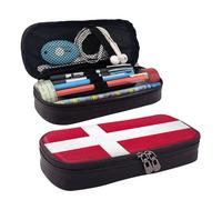 FSCEV Astuccio in pelle con bandiera danese cancelleria portatile multifunzionale borsa portaoggetti forniture accademiche