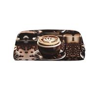 FSCEV Astuccio porta penne con chicco di caffè, astuccio per matite, cosmetici, borsa da ufficio per riporre oggetti quotidiani, Argento, Taglia unica, Organizer per borse