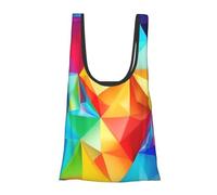 FSCEV Borsa per la spesa riutilizzabile con motivo geometrico, arcobaleno, multiuso, per la spesa