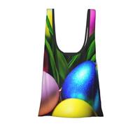 FSCEV Borsa per la spesa riutilizzabile con uova di Pasqua colorate e multiuso, organizer multiuso